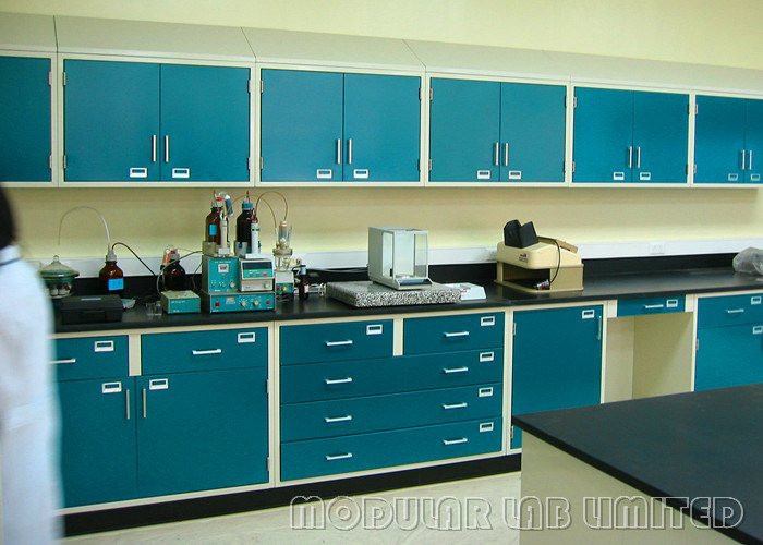 Floor Mounted Electronics Lab Furniture , Steel Embedded Handle Lab